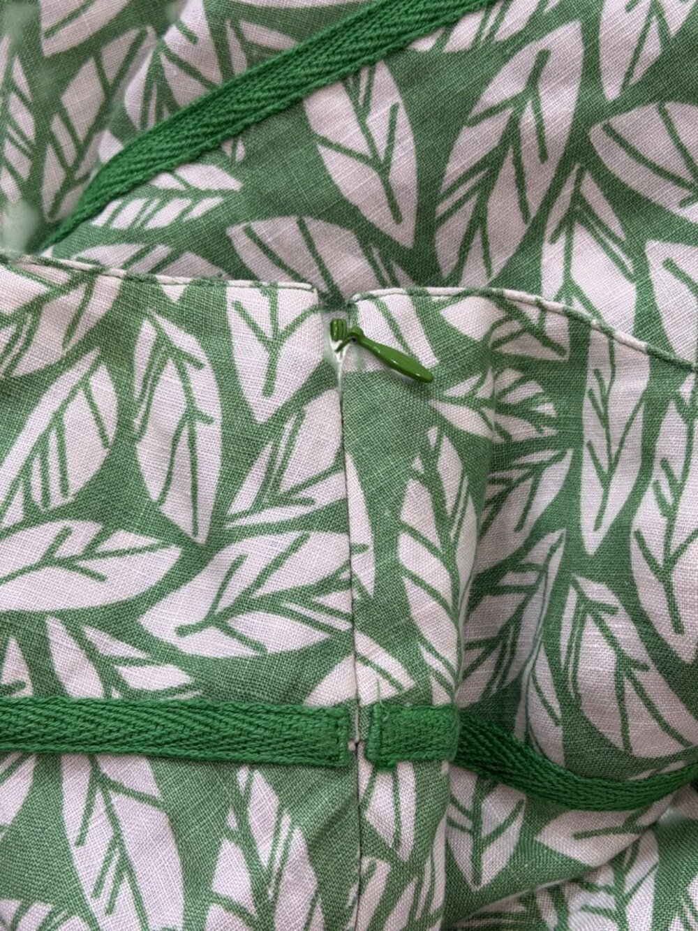 Boden Womens 10L Linen Skirt Green White Leaf Print A-Line Midi Summer - Picture 5 of 8